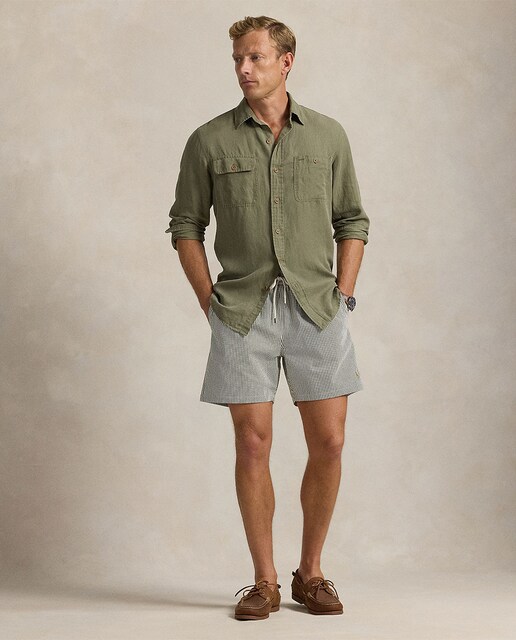 Imagem 0 de Calções de Banho de Seersucker Elástica de Secagem Rápida