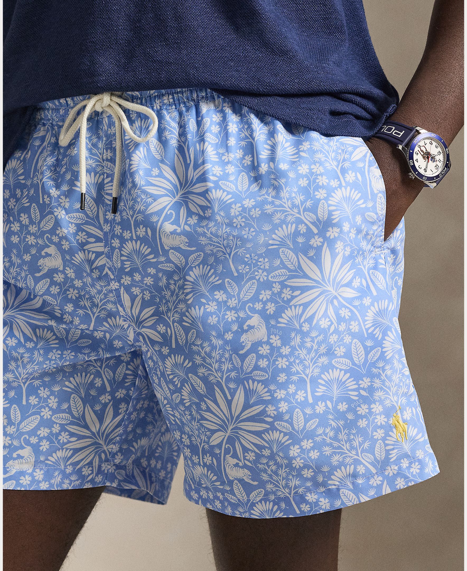 Calções de Banho com Estampado Azul-claro-4