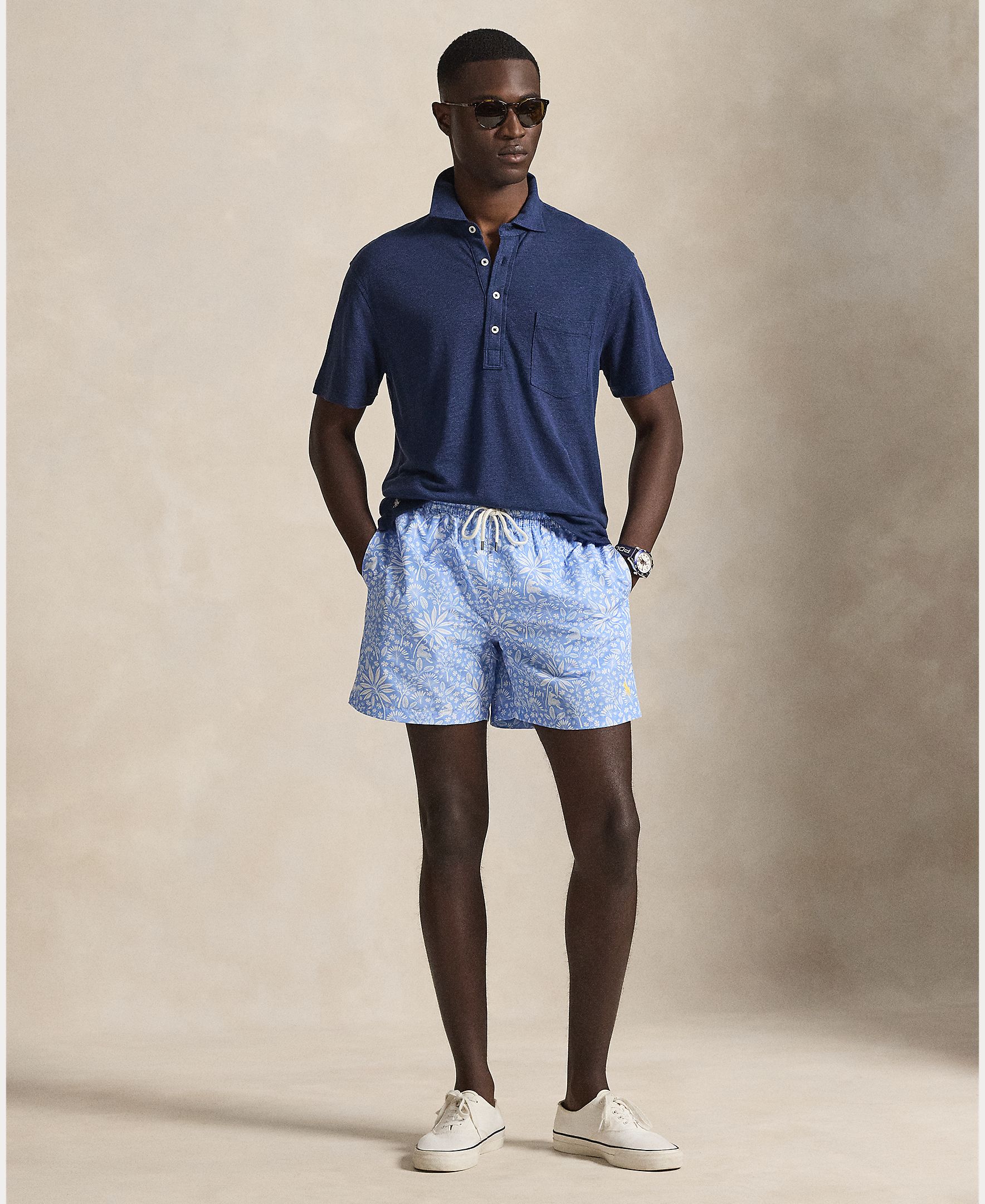 Calções de Banho com Estampado Azul-claro-6
