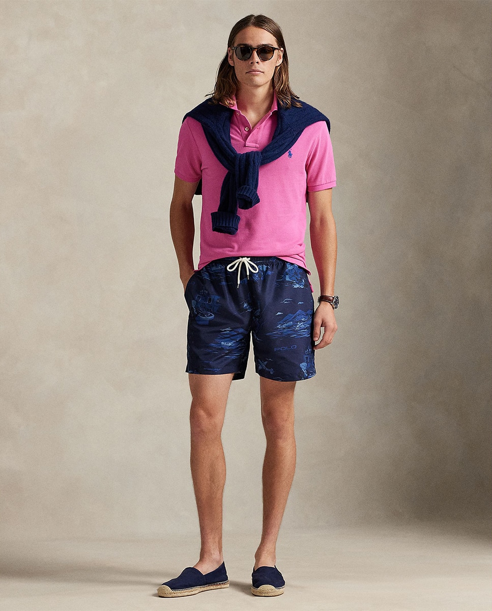 Calções de Banho Estampados com Polo Bear Azul-escuro-1