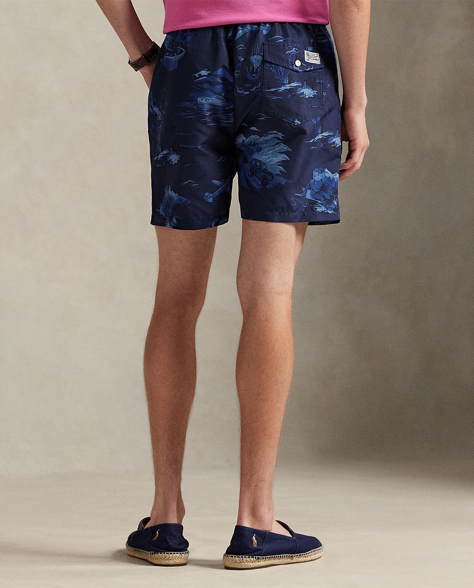 Calções de Banho Estampados com Polo Bear Azul-escuro-3