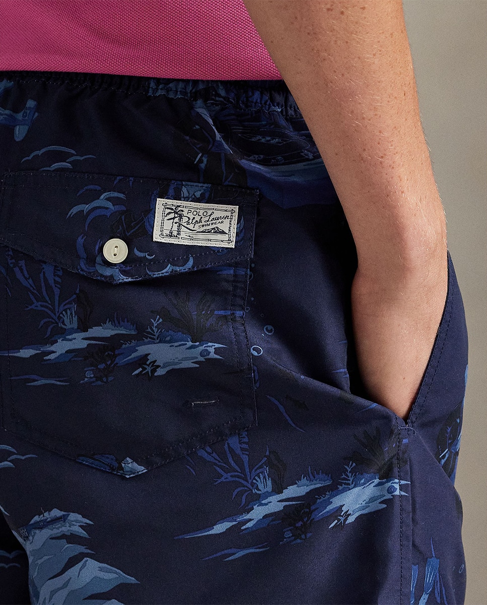 Calções de Banho Estampados com Polo Bear Azul-escuro-4