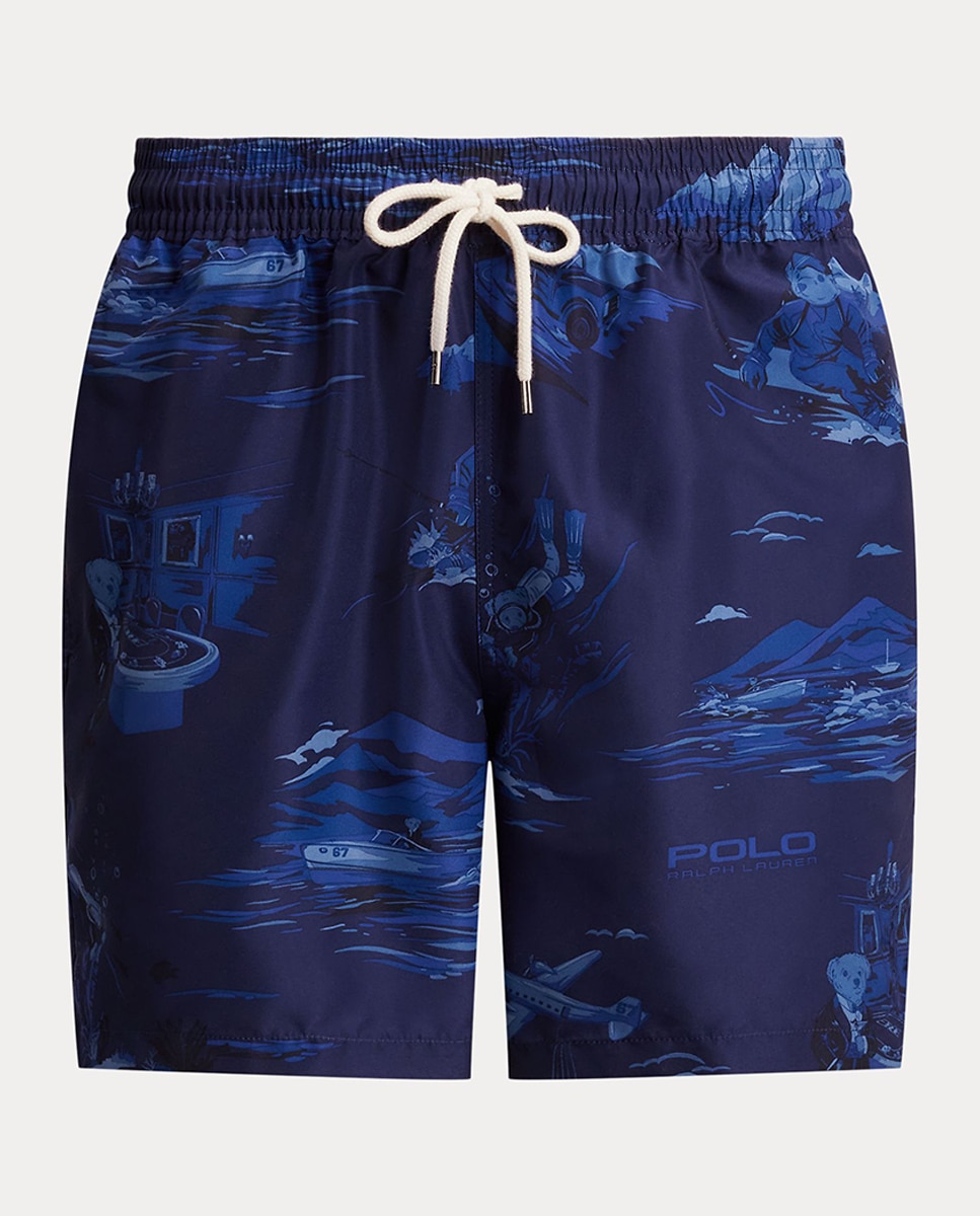 Calções de Banho Estampados com Polo Bear Azul-escuro-5