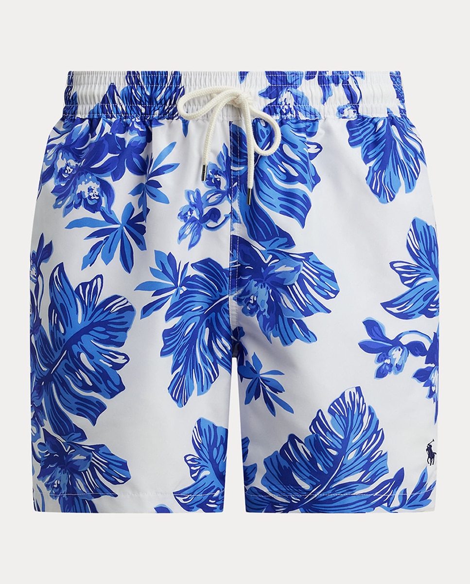 Calções de Banho com Estampado Traveler - 14,5 cm Branco / Azul-5