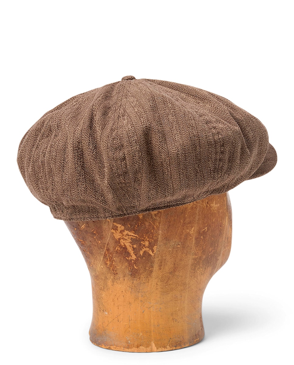 Boné Newsboy de Linho em Padrão Espinha de Peixe Double RL Castanho-claro-2