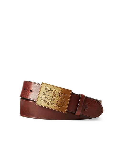 Imagen 0 de Cinturón de hombre de piel con hebilla de placa metálica