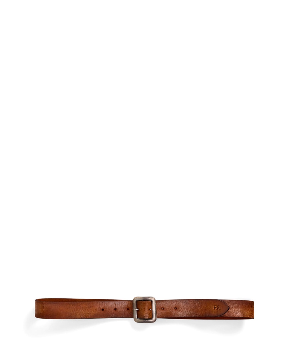 Cinto em Pele Polida à Mão Double RL Castanho-2