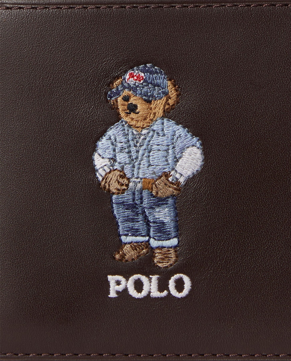 Carteira em Pele com Polo Bear Castanho-escuro-4