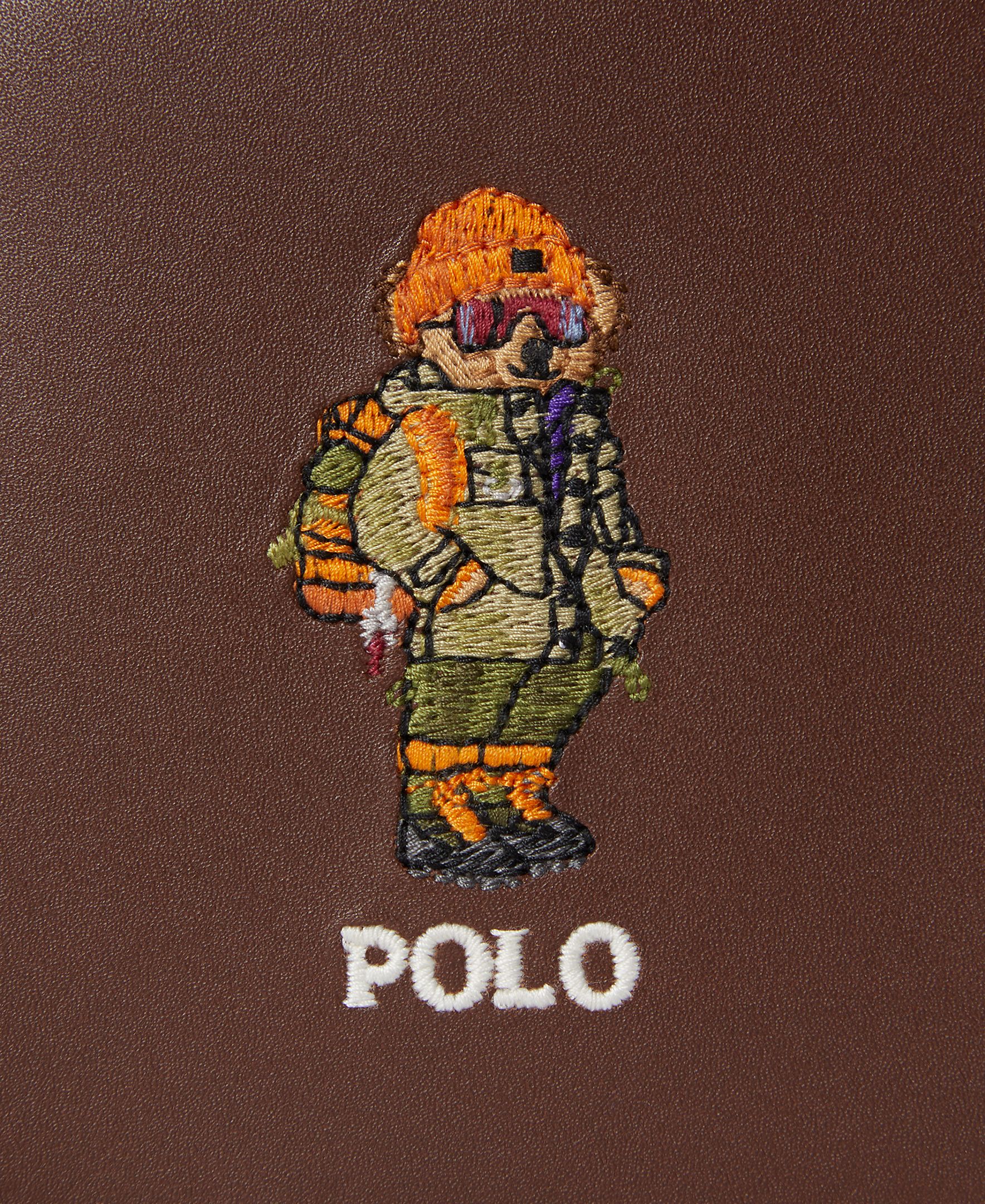 Carteira em Pele com Polo Bear Castanho-4