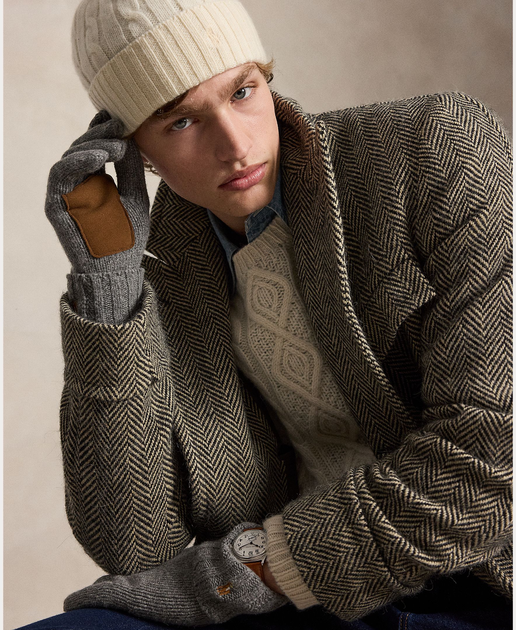 Imagen 3 de Guantes de hombre de lana de merino - Polo Ralph Lauren - Gris Gris