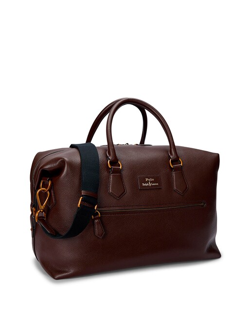 Bolsa de viaje de piel granulada marrón oscuro