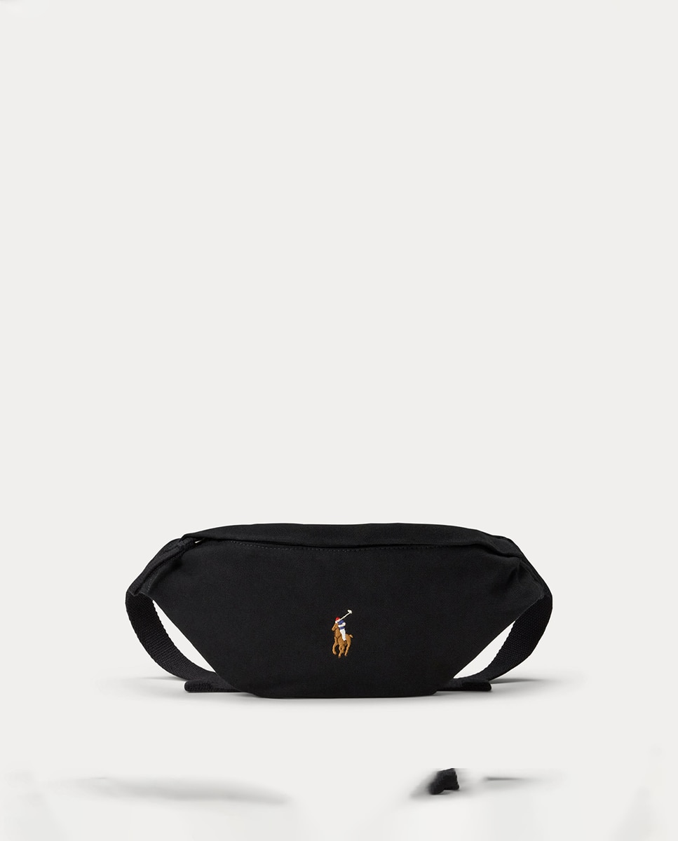 Bolsa de Cintura 100% Algodão com Cavalo Bordado Preto-1