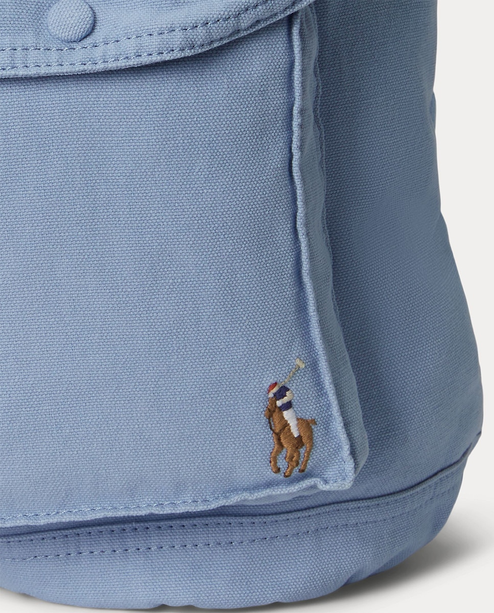 Mochila de Lona Fina com Aba Azul-porcelana-5