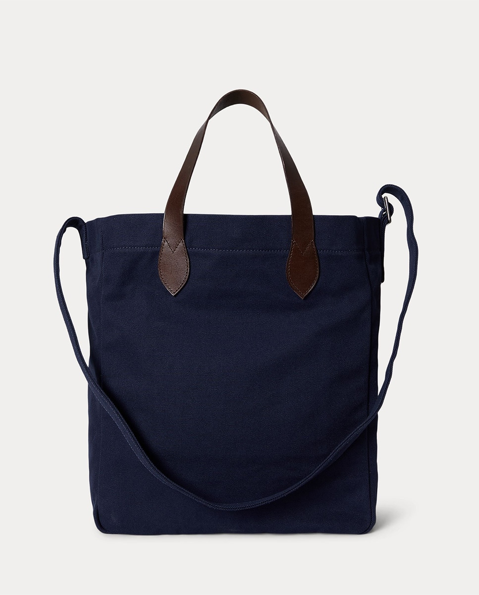 Mala Tipo Tote de Lona Fina com Polo Bear Azul-marinho-3