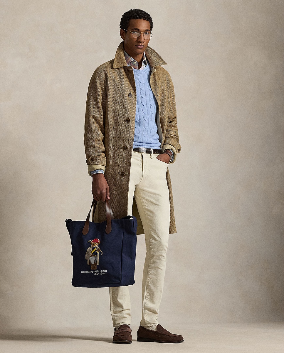 Mala Tipo Tote de Lona Fina com Polo Bear Azul-marinho-7