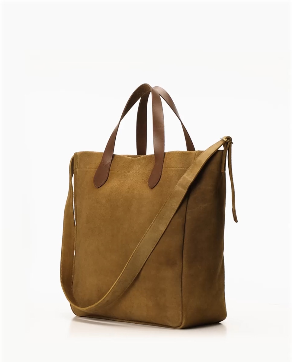 Mala Tipo Tote de Lona Fina com Polo Bear Camel-2