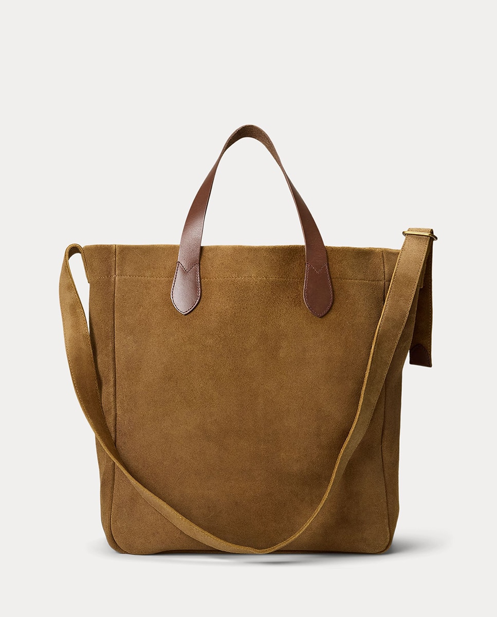 Mala Tipo Tote de Lona Fina com Polo Bear Camel-3