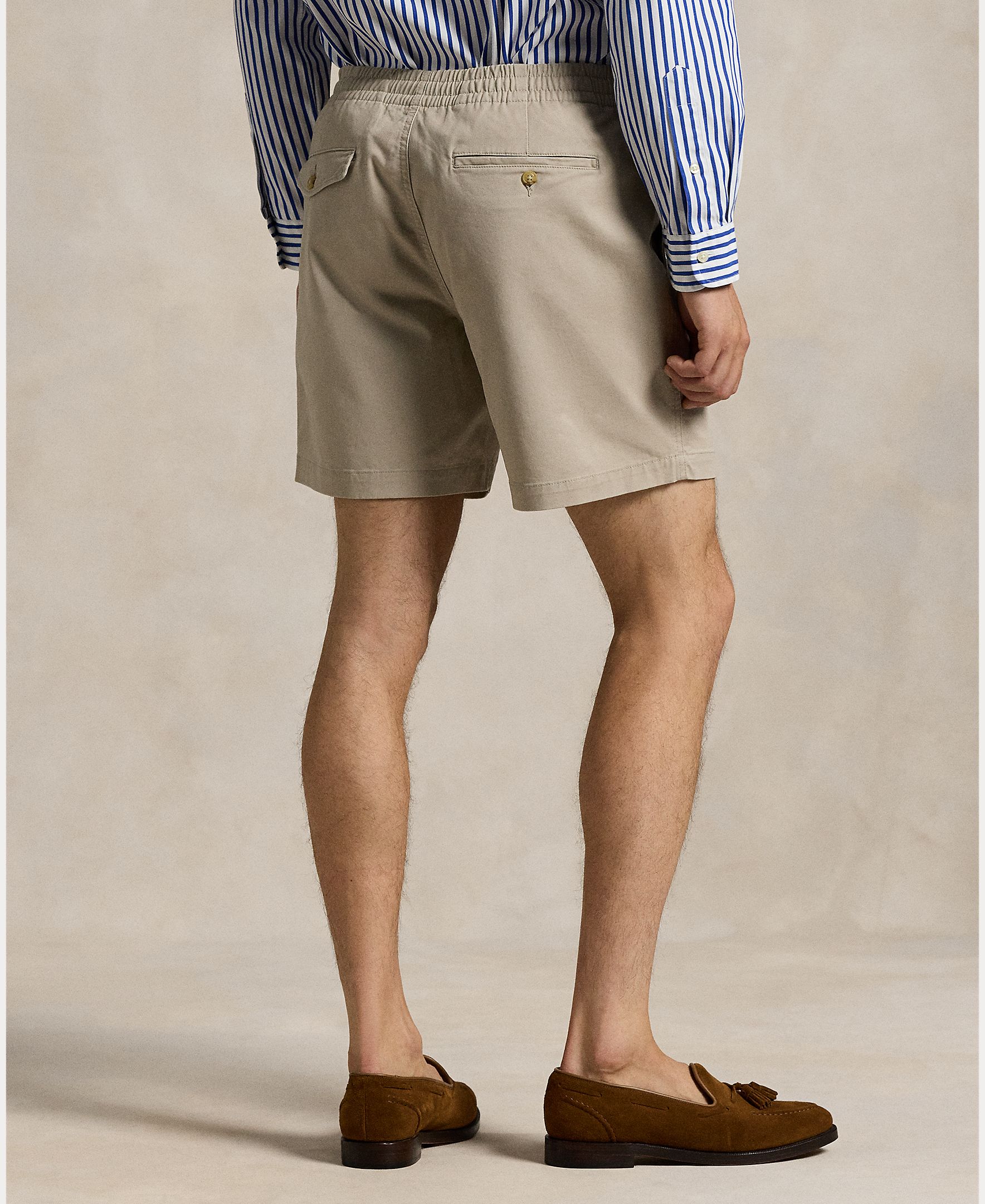 Calções Classic Fit com Cintura Ajustável Bege-4