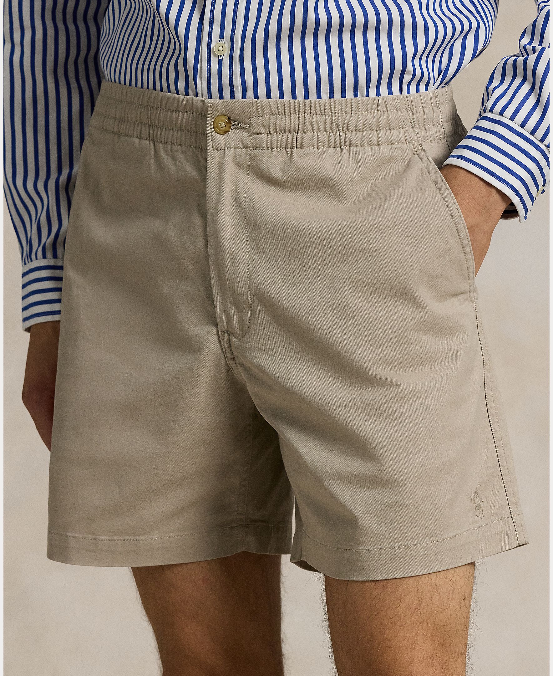 Calções Classic Fit com Cintura Ajustável Bege-5