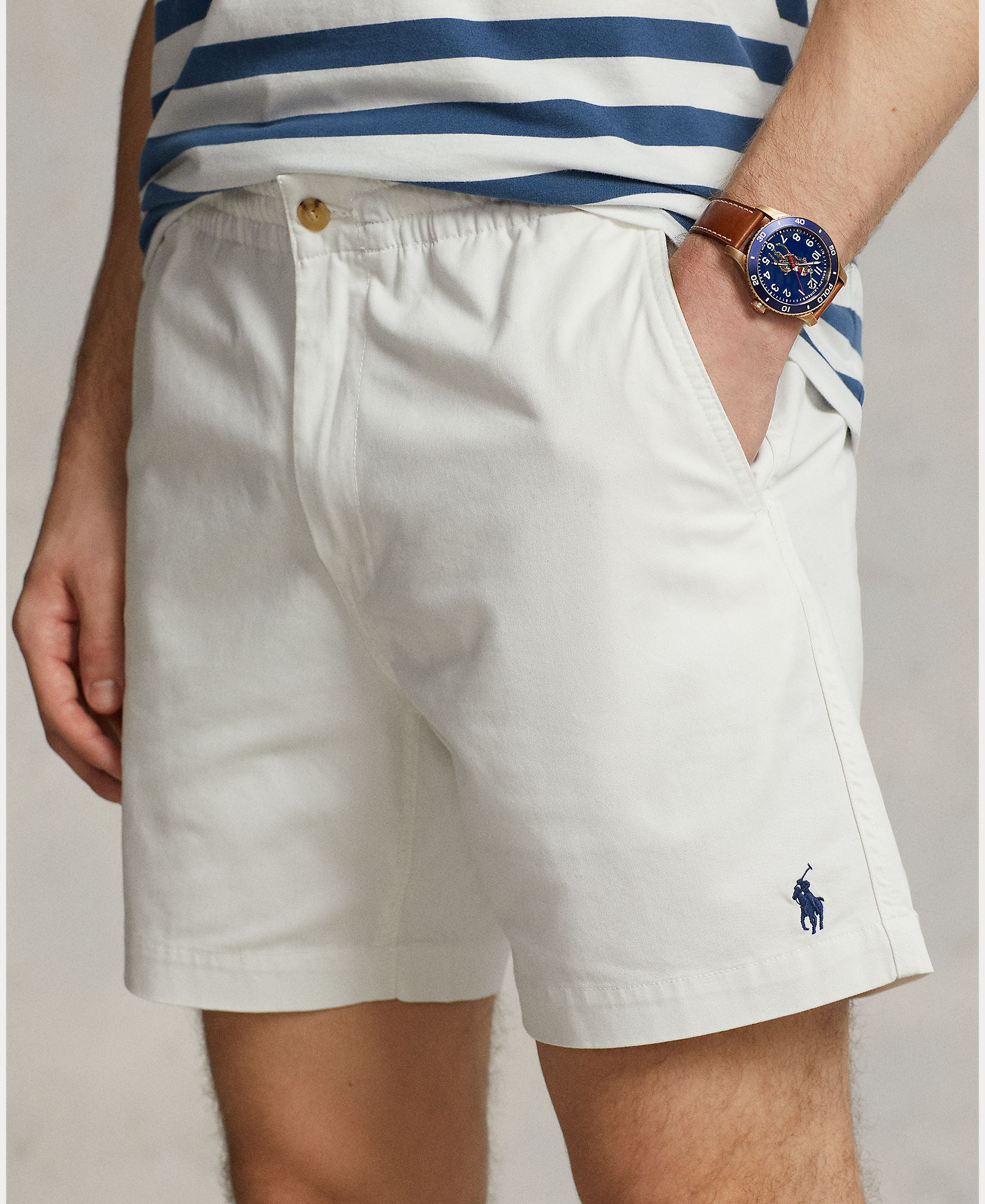 Calções Classic Fit com Cintura Ajustável Branco-5