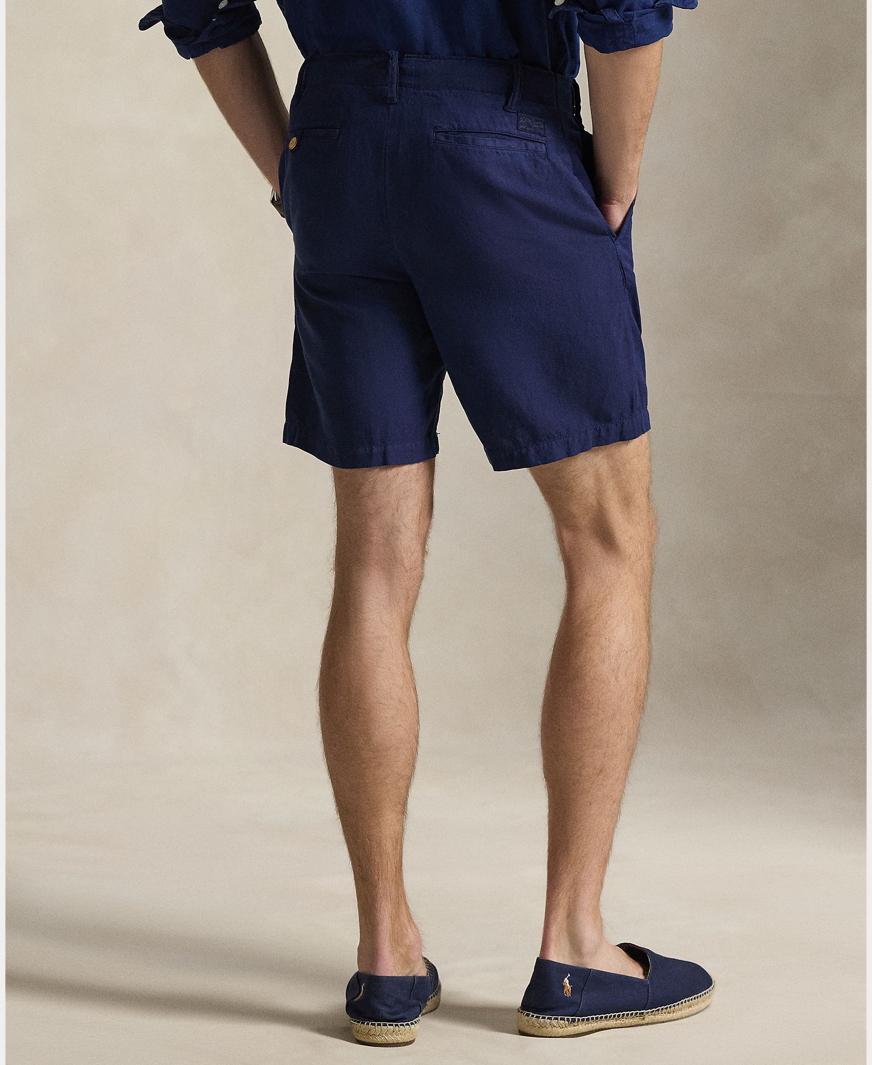 Calções Chino de Linho e Algodão Azul-marinho-4