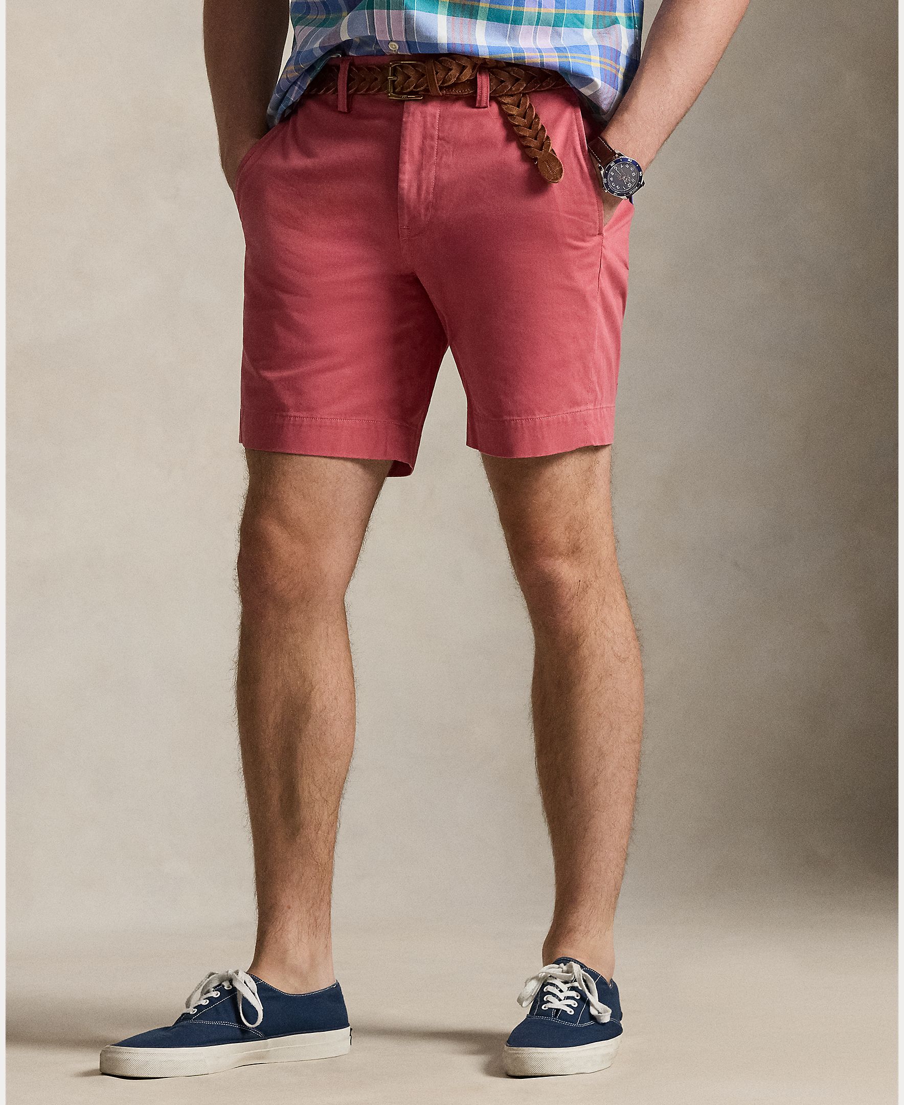 Calções Chino Regular Fit Grená-3