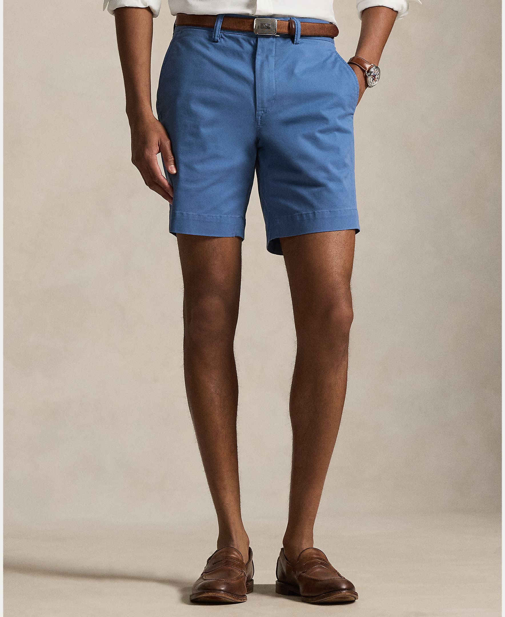 Calções Chino Regular Fit Azul Cantábrico-3