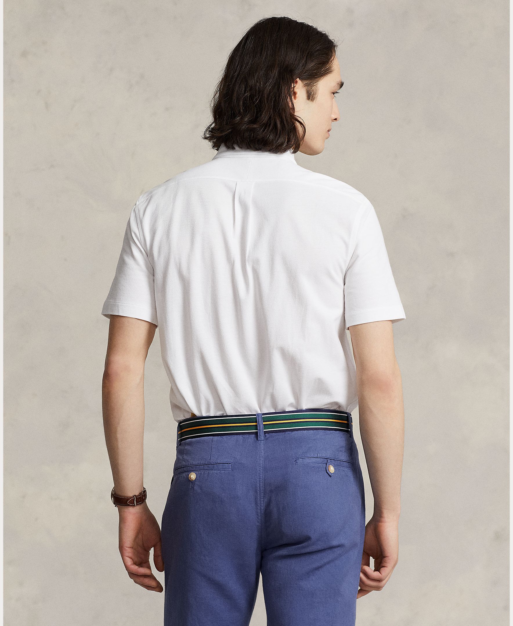 Camisa de Manga Curta de Piqué Ultraligeiro Regular Fit Branco-3