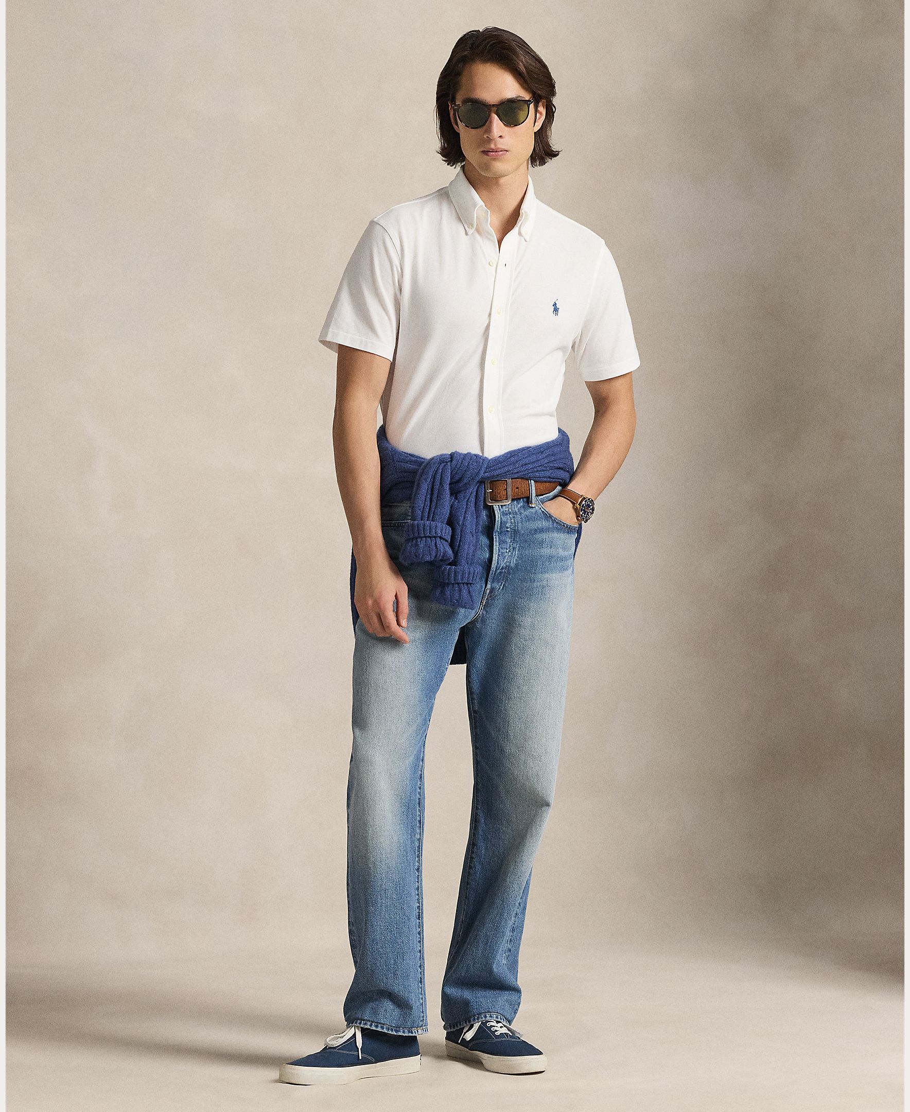 Camisa de Manga Curta de Piqué Ultraligeiro Regular Fit Branco-8