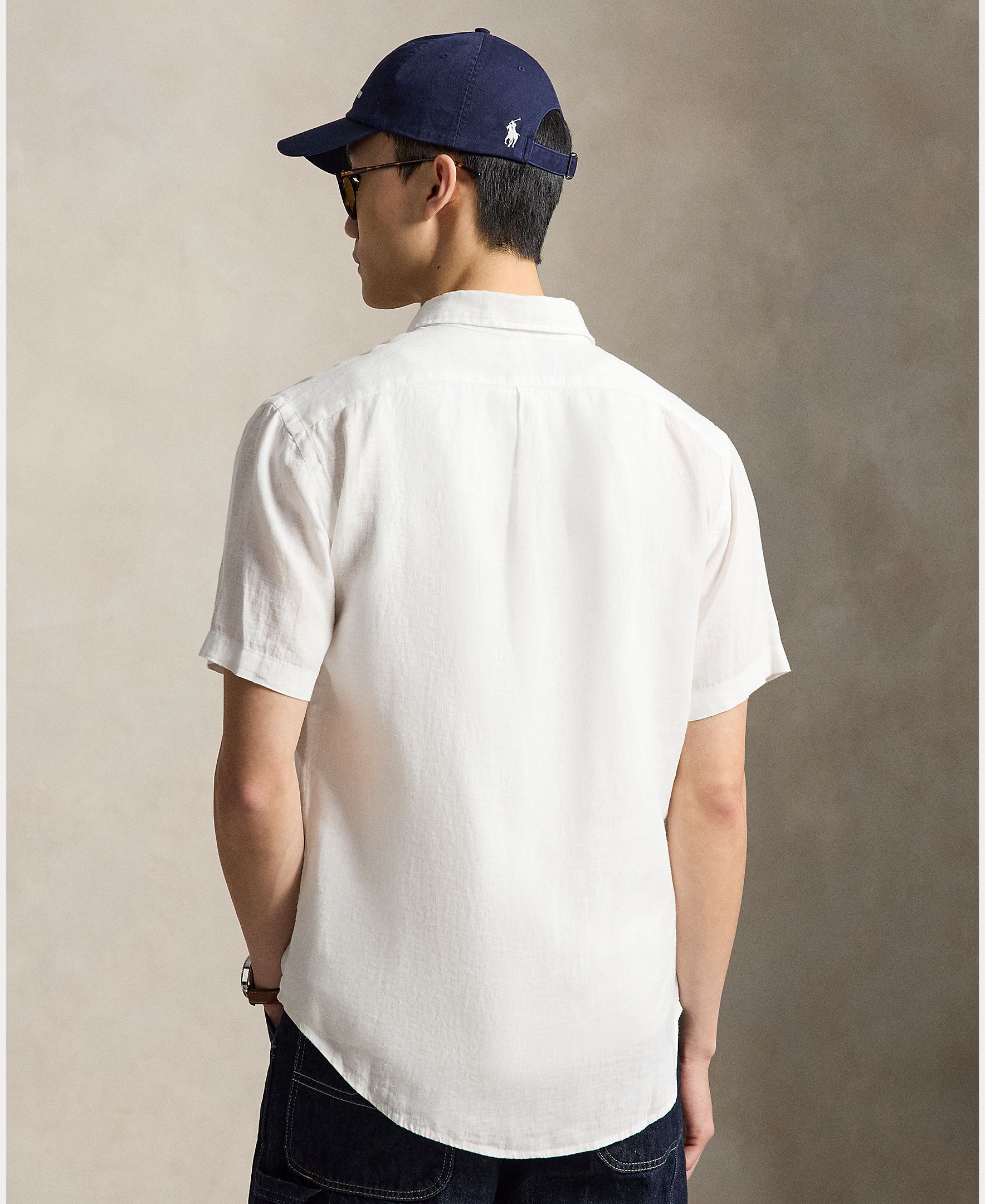 Camisa Regular Fit de Linho Branco-3