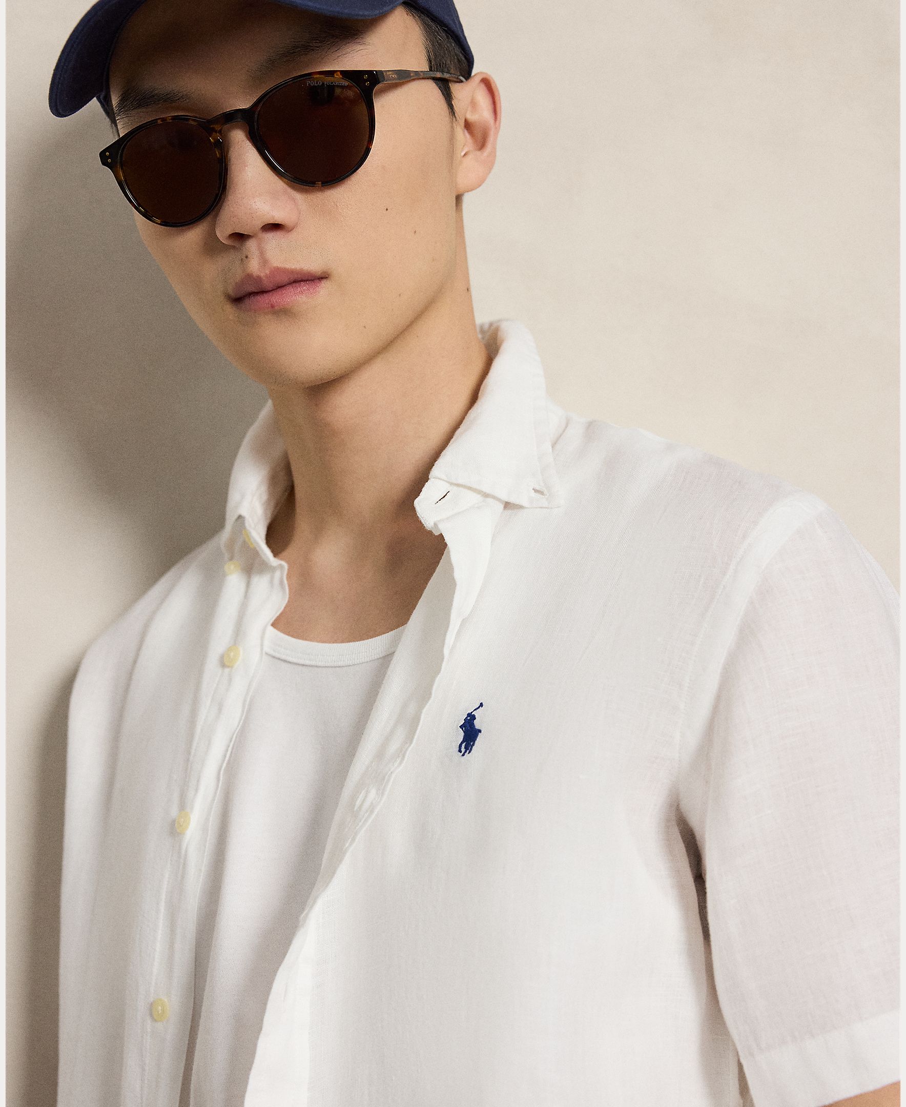 Camisa Regular Fit de Linho Branco-4