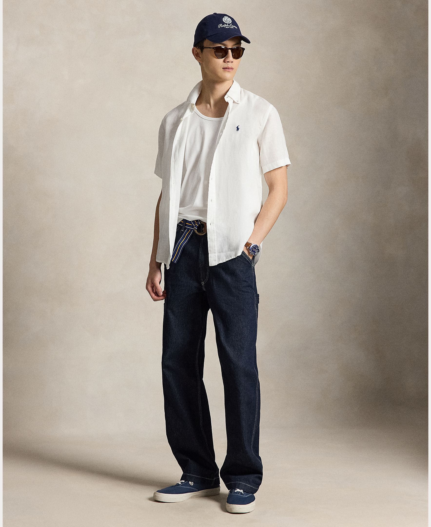 Camisa Regular Fit de Linho Branco-7