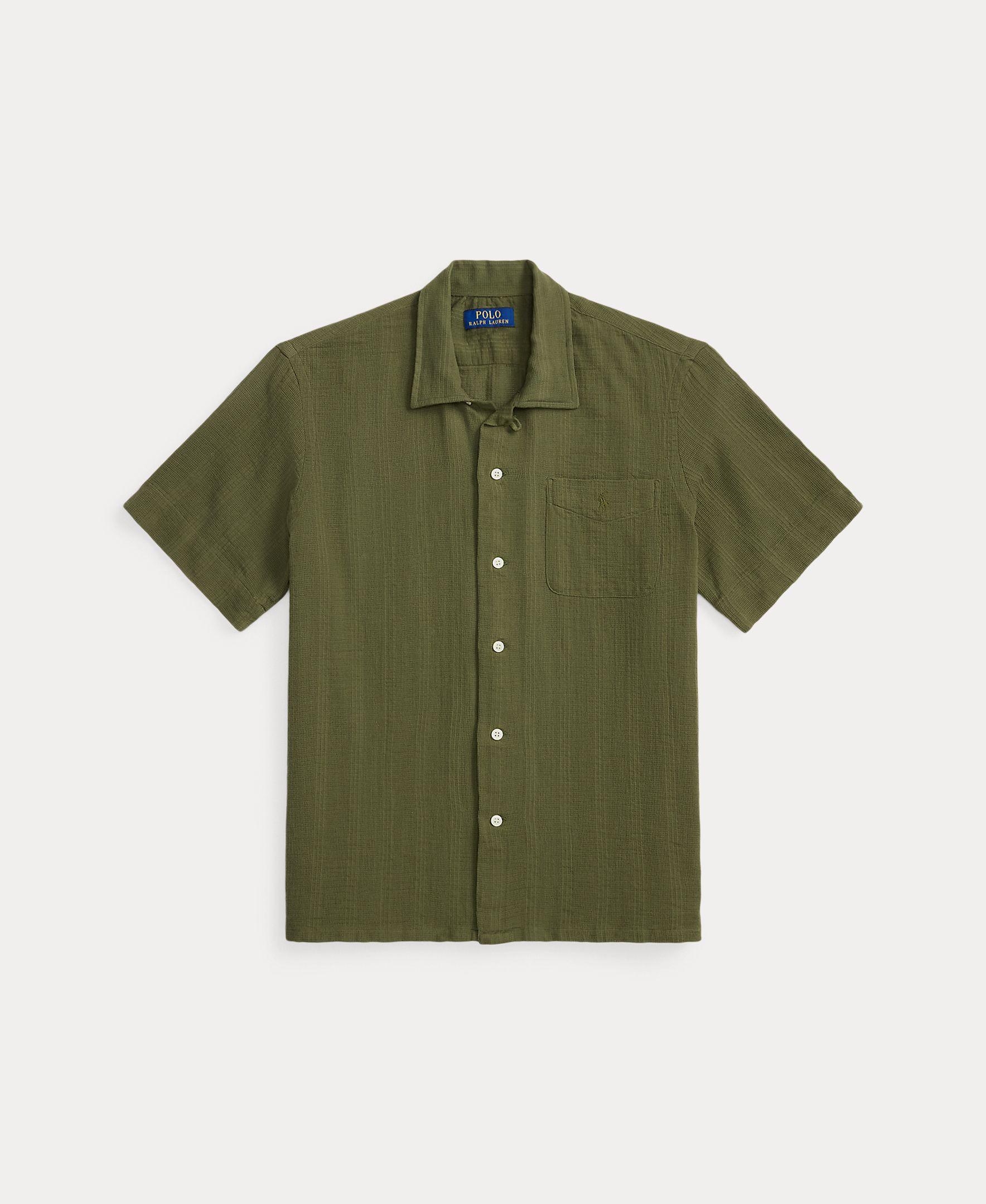 Camisa em Tecido de Rede Classic Fit Verde pardo-6