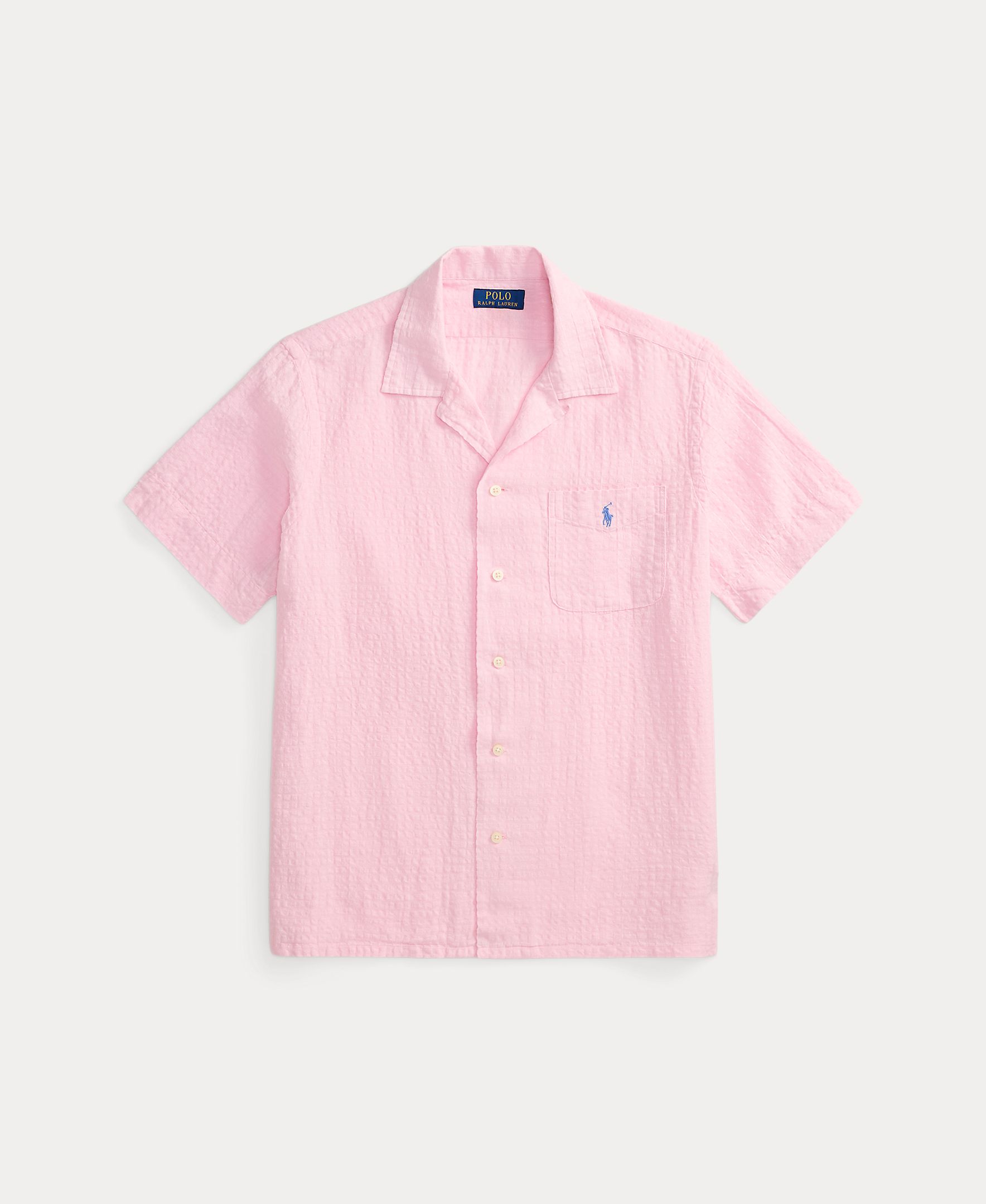 Camisa de Manga Curta com Bolso Rosa-claro-6