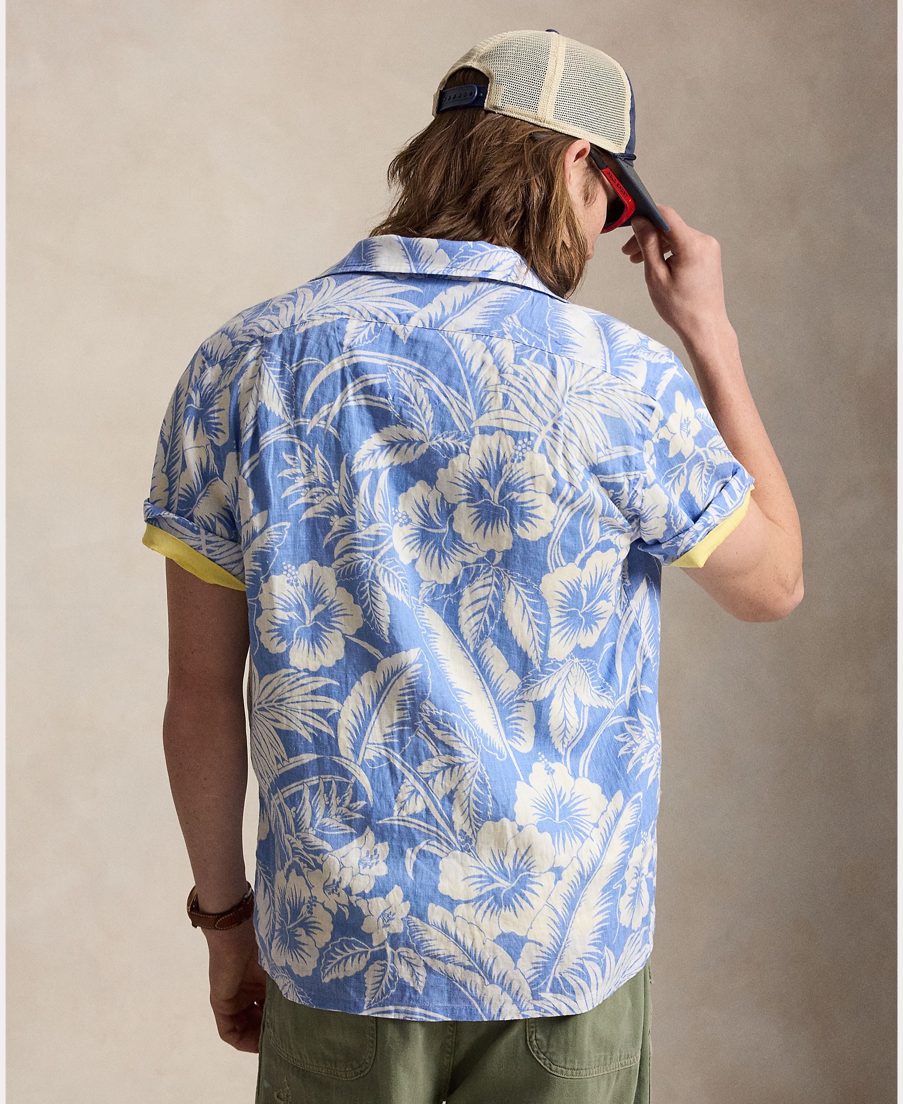 Camisa Estampada de Manga Curta Azul-claro-3