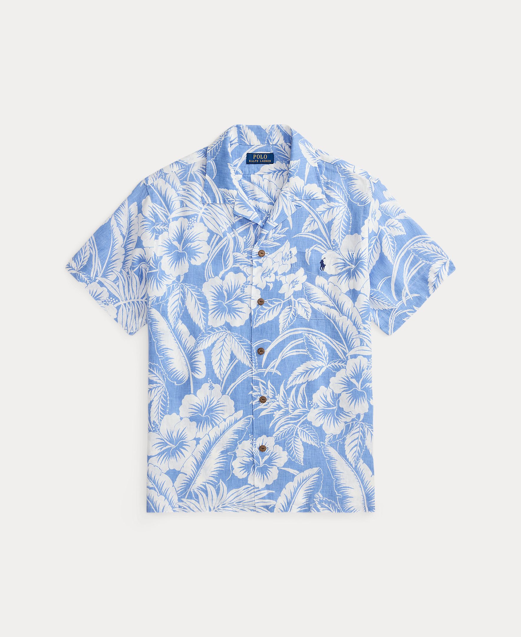 Camisa Estampada de Manga Curta Azul-claro-7