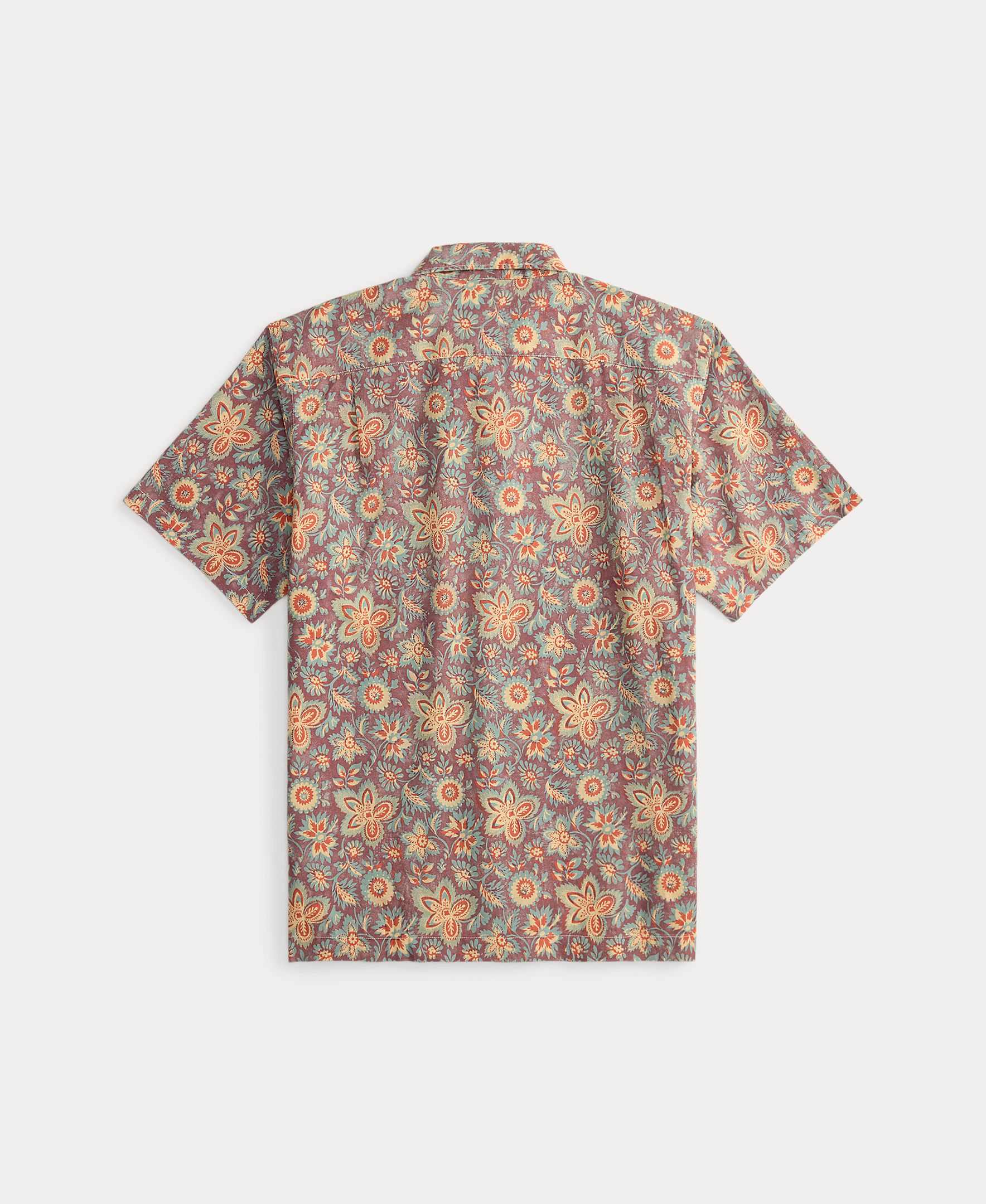 Camisa de Linho e Algodão Estampada Ameixa-2