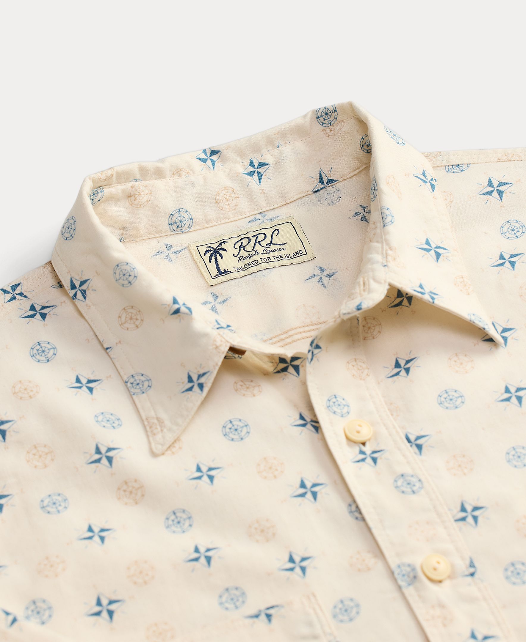 Camisa de Linho e Algodão com Bolso Creme-3