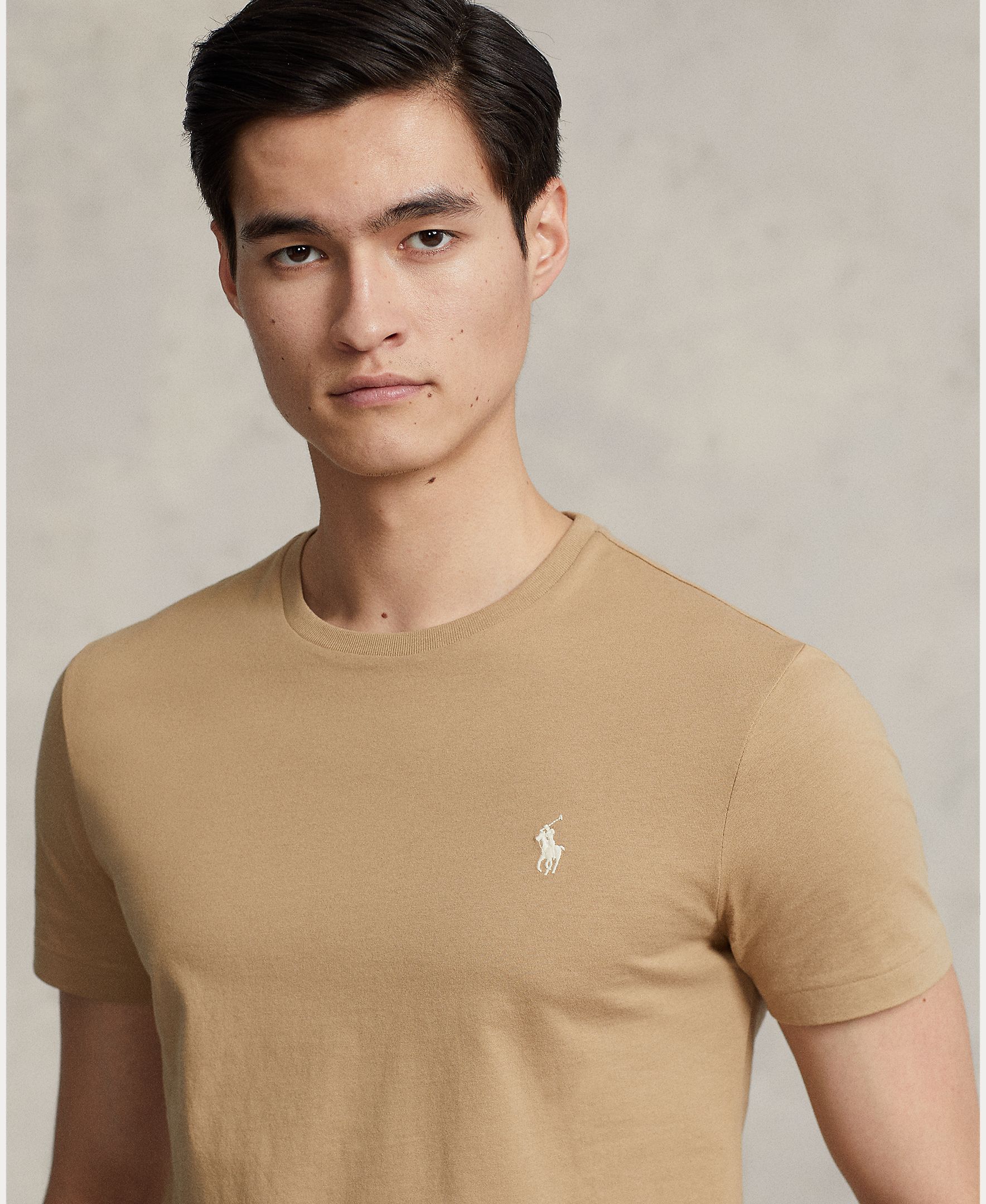 T-shirt com Logótipo Bordado e em Algodão Camel-4