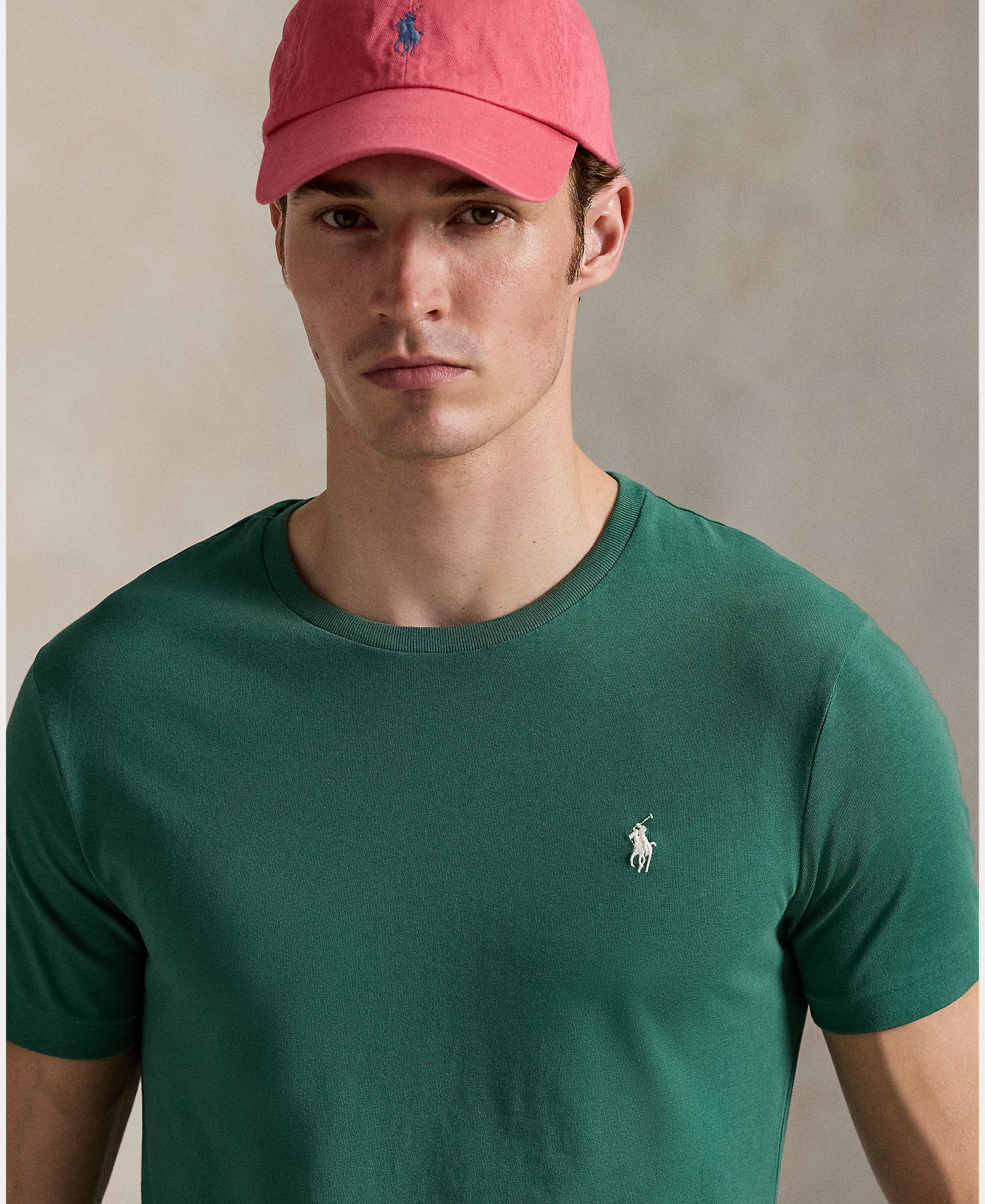 T-shirt com Logótipo Bordado e em Algodão Verde-escuro-3