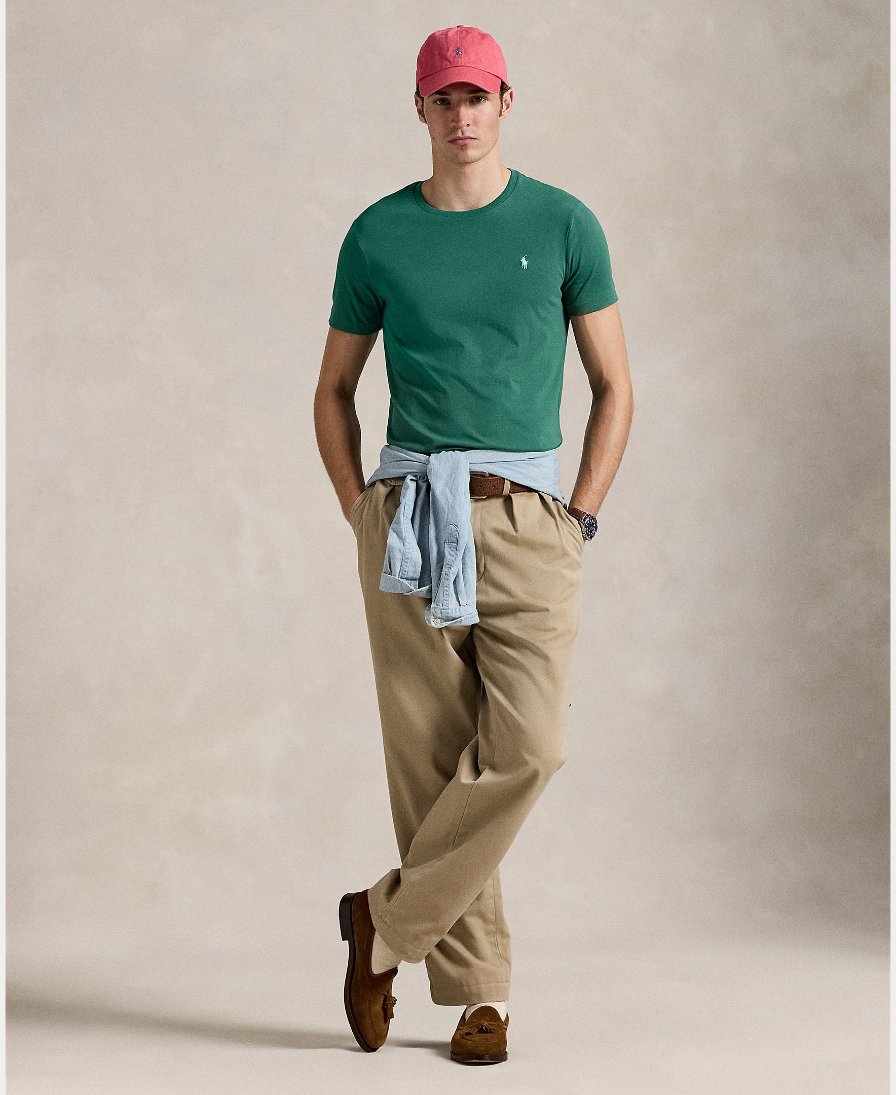 T-shirt com Logótipo Bordado e em Algodão Verde-escuro-6