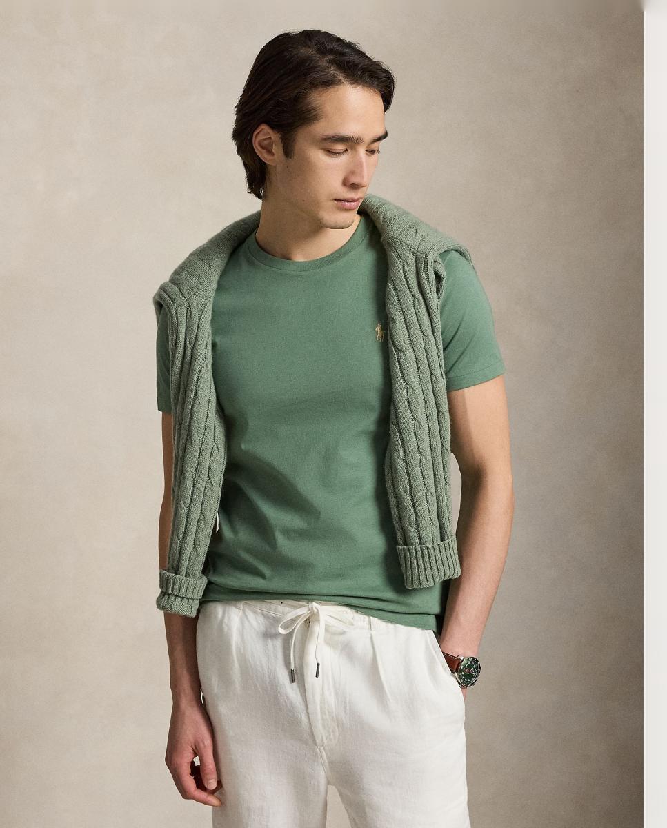 Camisola de Malha Custom Slim Fit Verde Vale-1