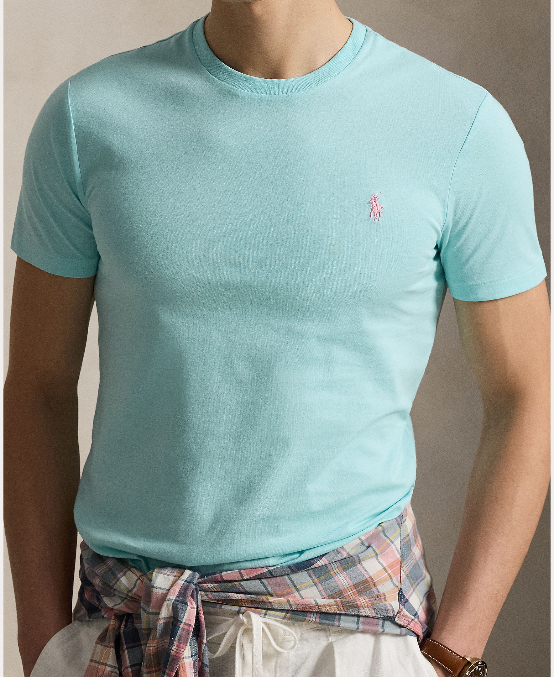 T-shirt de Malha Regular Fit Azul-celeste-3