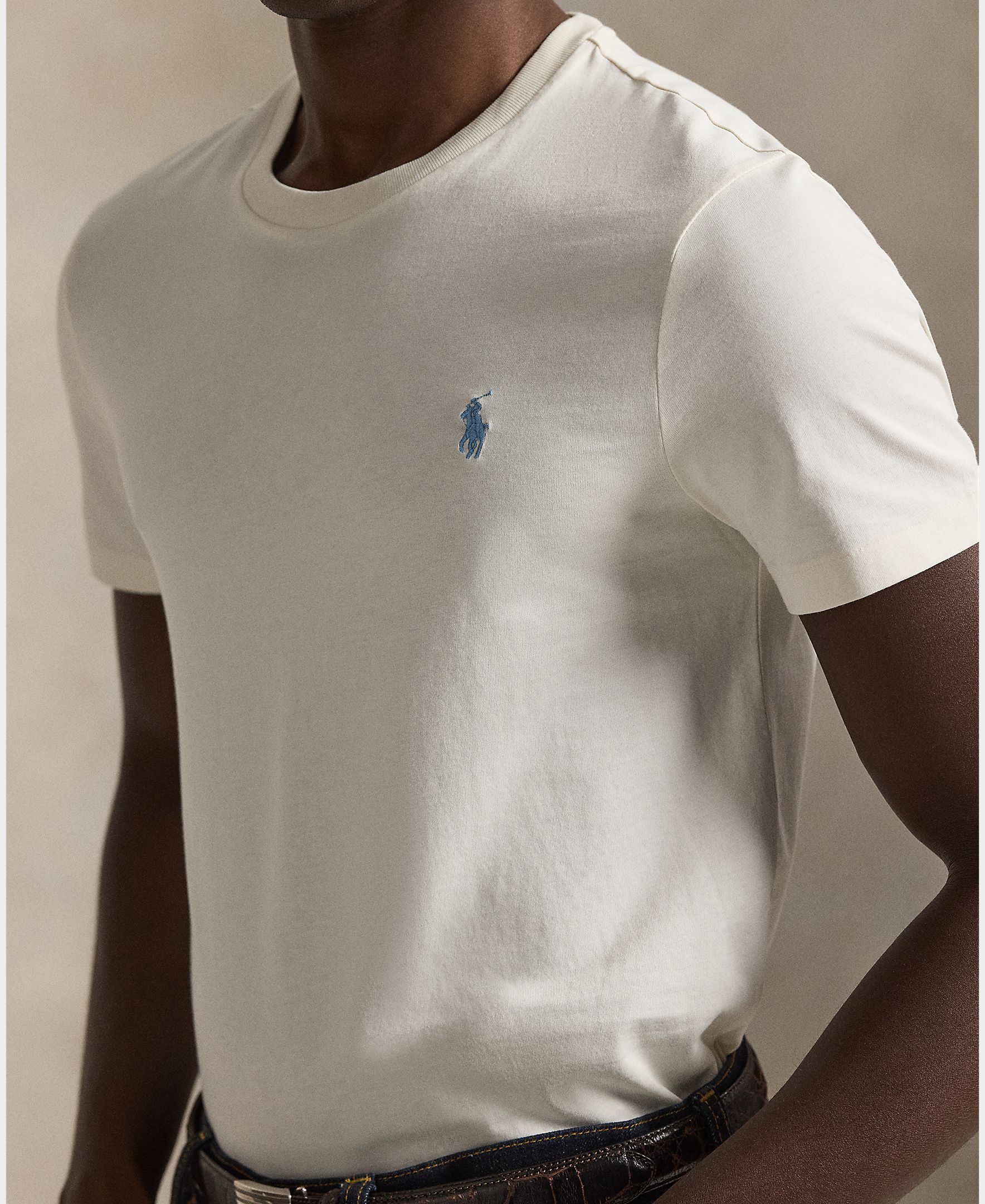 T-shirt de Malha Regular Fit Creme-3