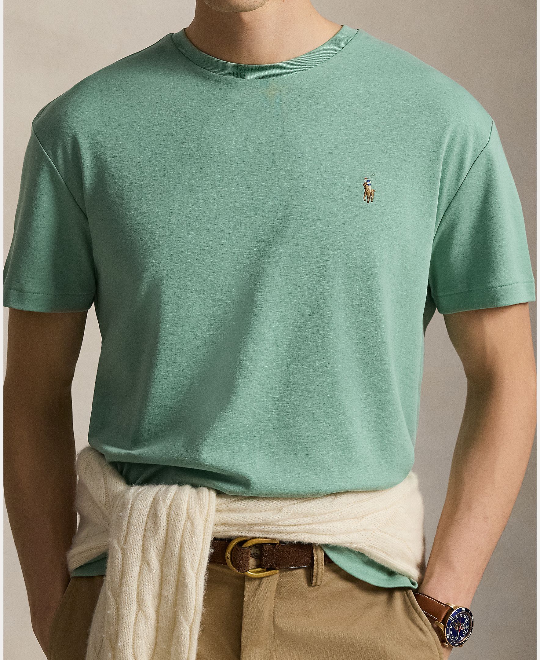 T-shirt de Manga Curta e em Algodão Verde-menta-3