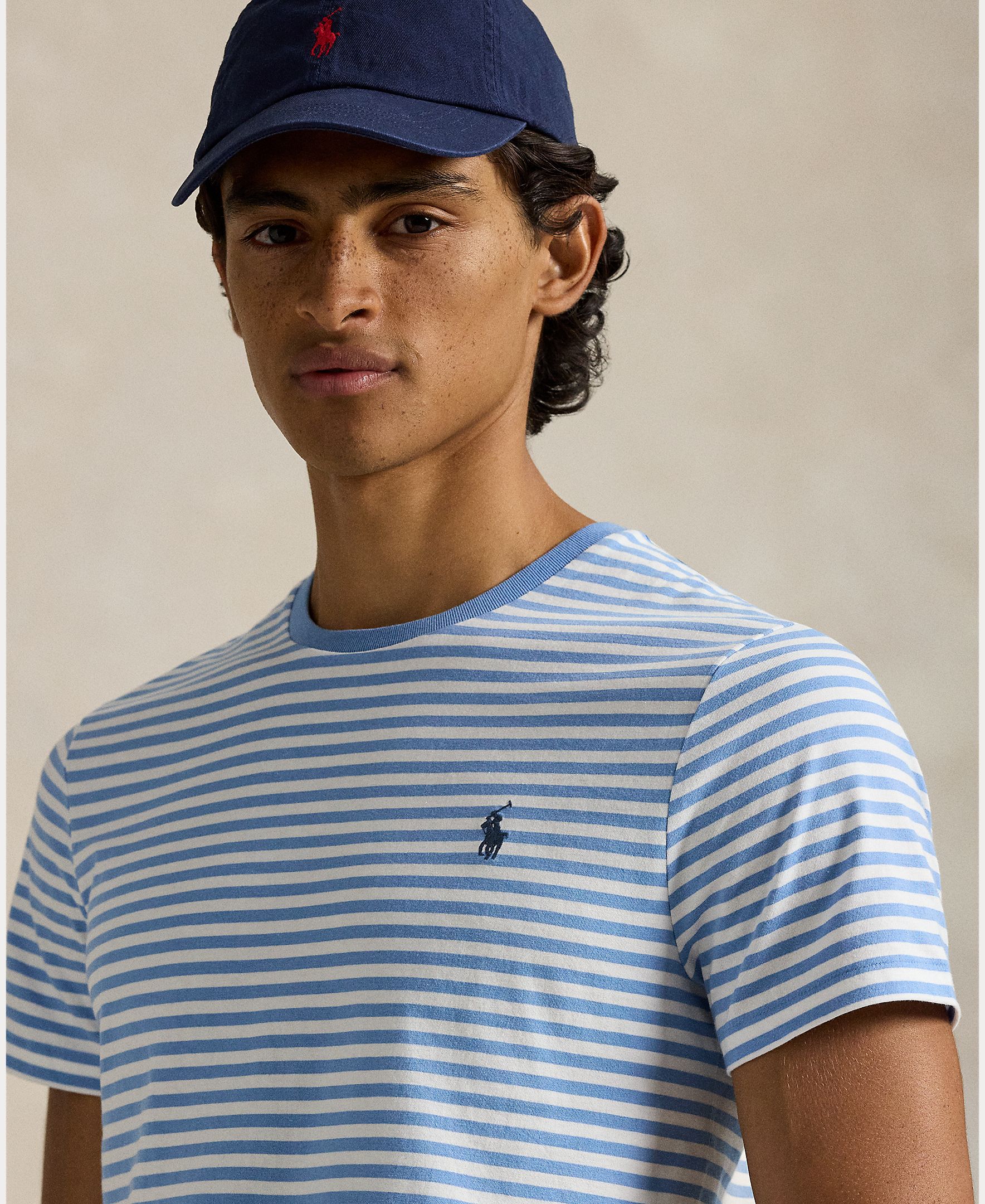 T-shirt com Logótipo Bordado e em Algodão Azul-claro-4