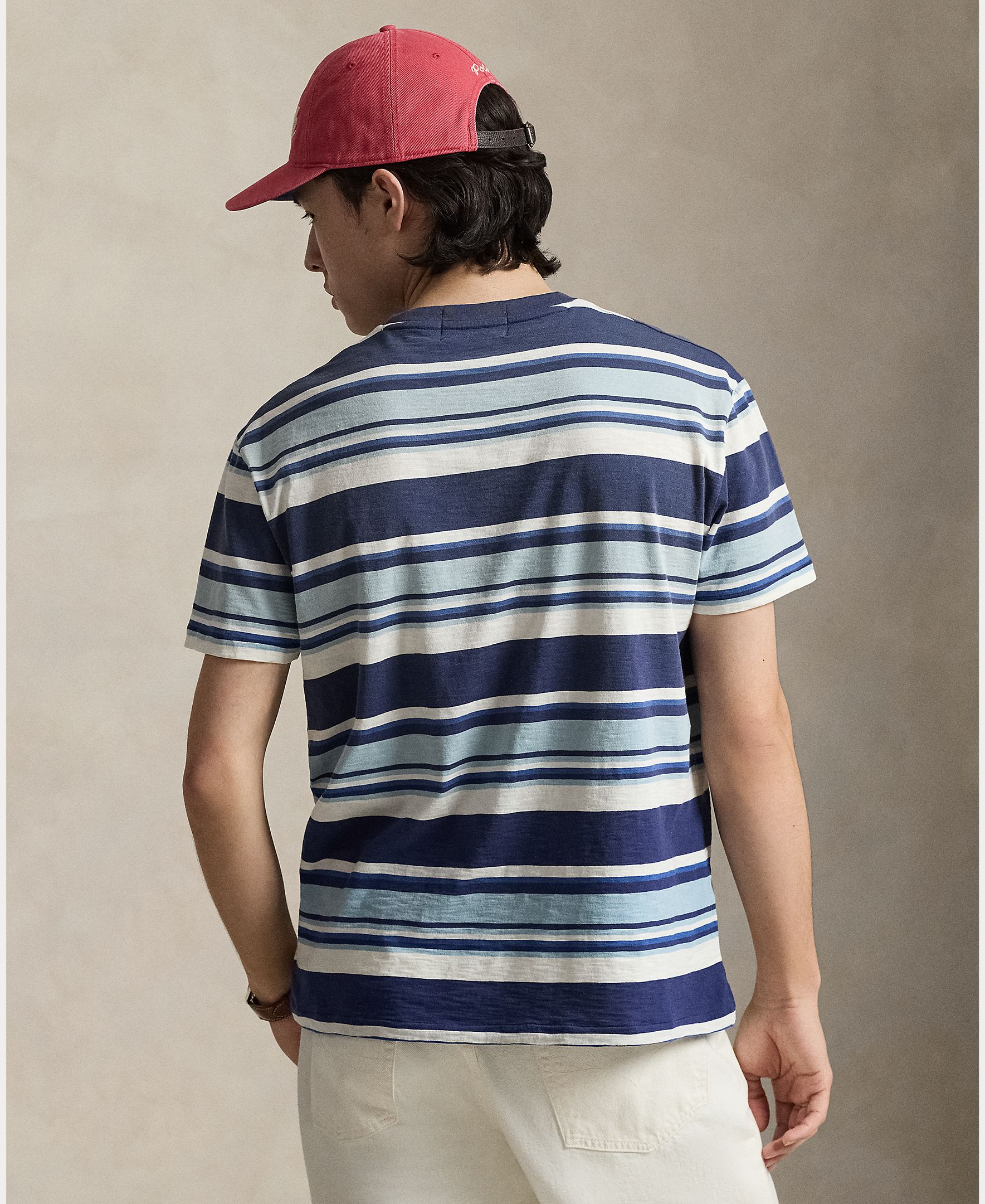 T-shirt de Algodão às Riscas Multicolor-3