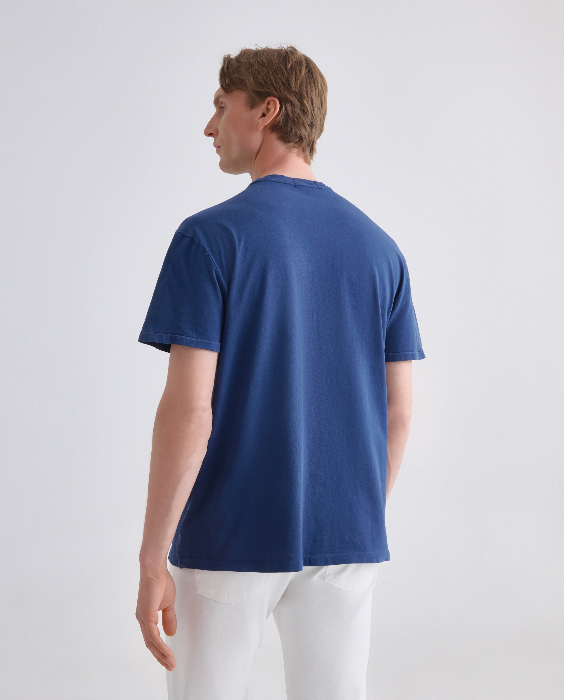 T-shirt de algodão com logótipo Azul-índigo-3