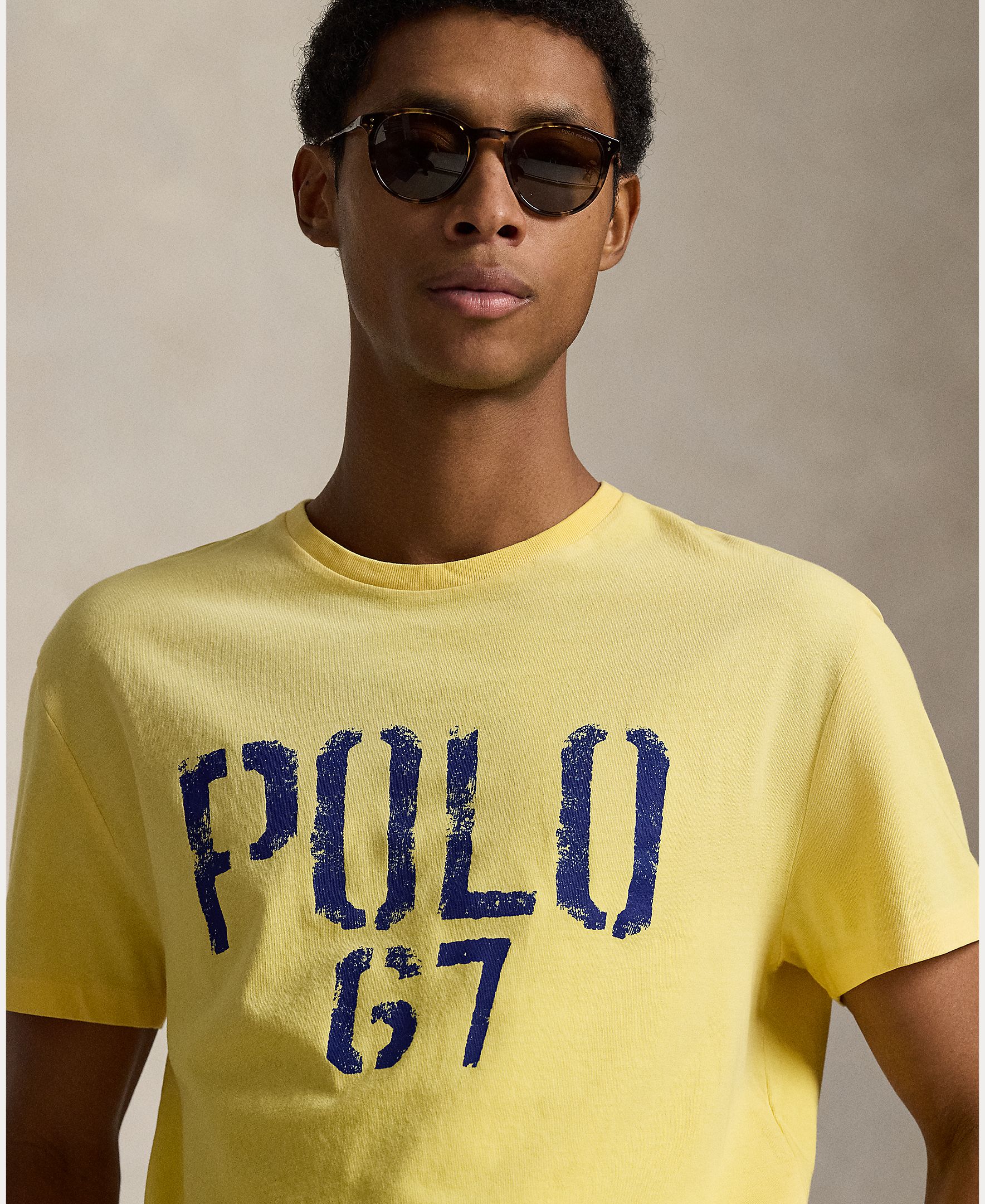 T-shirt de algodão com logótipo Amarelo-3