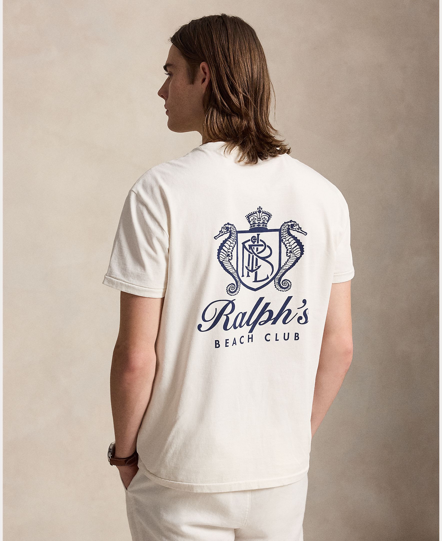 T-shirt de Algodão com Escudo Branco-marfim-3